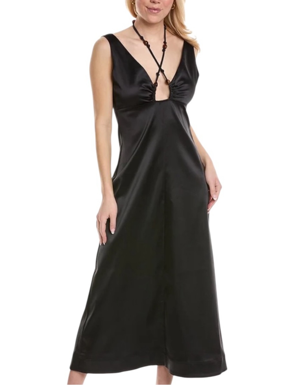 GANNI V-Neck HALTER Sleeveless DRESS in black 38